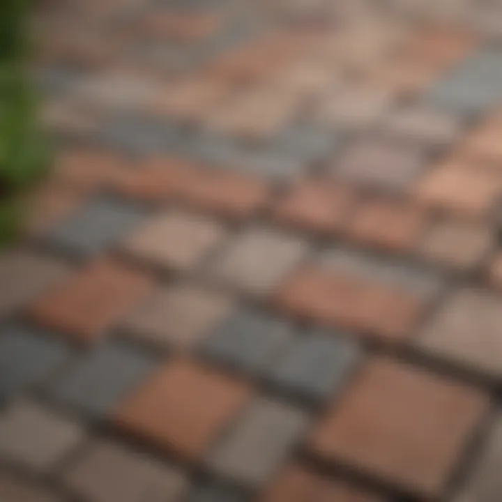 Various types of pavers with distinct textures and colors