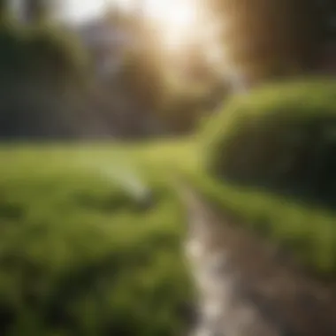 Morning Watering Benefits Sunrise over a lush lawn, symbolizing morning watering benefits