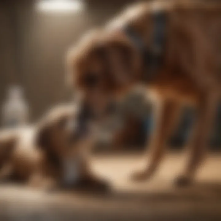 Pet owner applying flea treatment on a dog