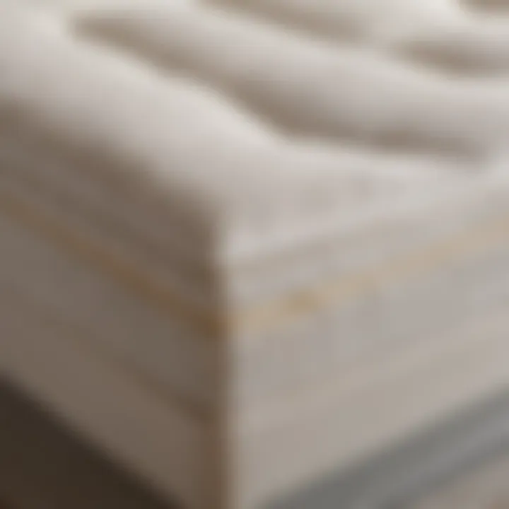 Close-up of mattress material showcasing memory foam layers