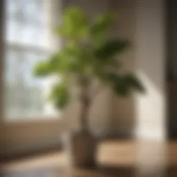 A healthy fiddle leaf fig thriving in bright indoor light