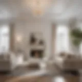 Elegant living room featuring white semi-gloss interior paint on walls and trim