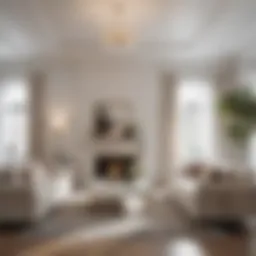 Elegant living room featuring white semi-gloss interior paint on walls and trim