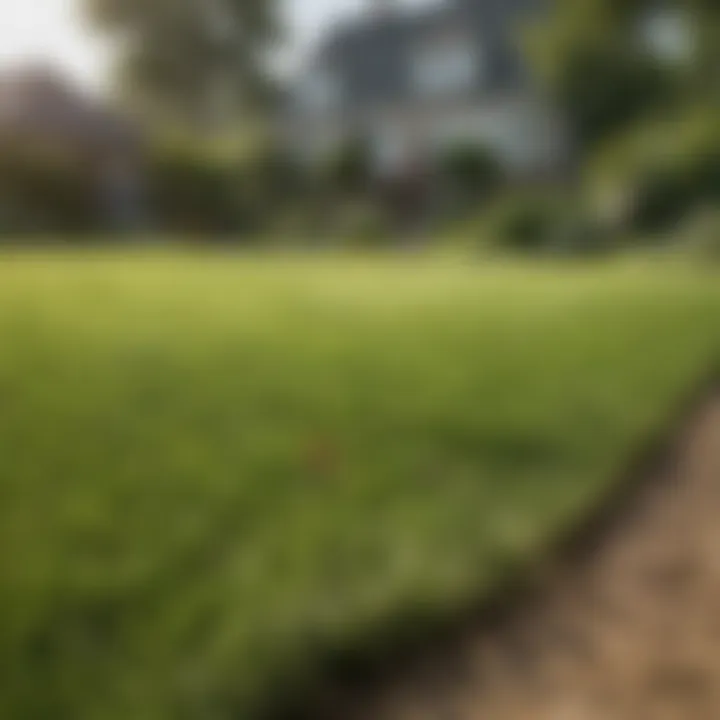 A garden lawn before leveling, displaying uneven patches and grass growth.