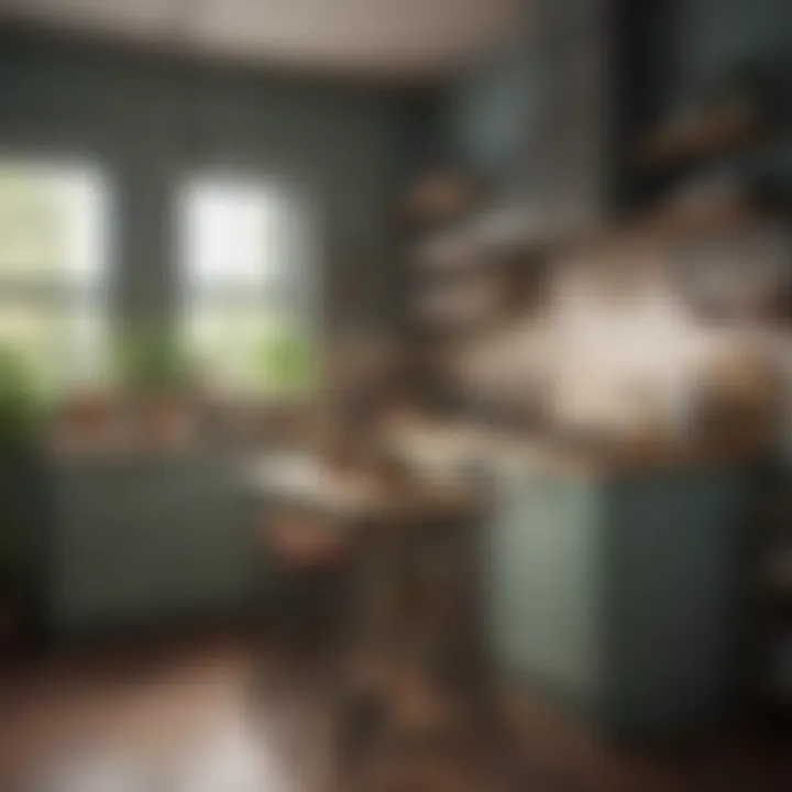 A beautifully designed small kitchen showcasing a captivating color palette