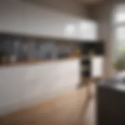 A modern small kitchen with innovative storage solutions and a minimalist design