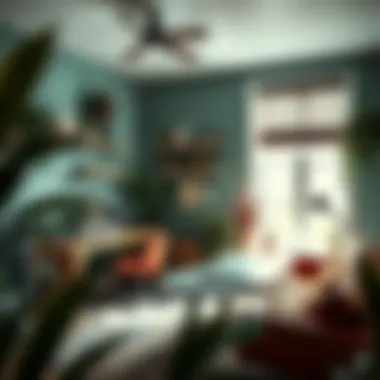 A vibrant workspace designed with urban chic influences, reflecting creativity and functionality.