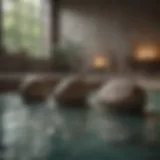 Glistening bath stones in a serene spa setting