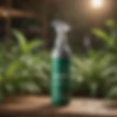 A close-up of a spray bottle filled with eco-friendly mosquito repellent.