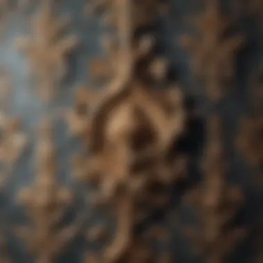 Detailed close-up of Victorian wallpaper with intricate patterns