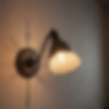 Aesthetic close-up of a vintage reading lamp on a wall