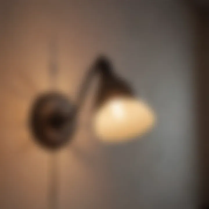 Aesthetic close-up of a vintage reading lamp on a wall