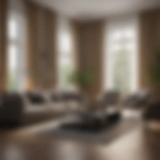 Elegant living room with floor-to-ceiling curtains