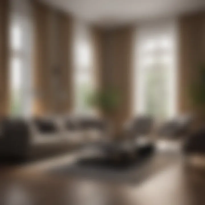 Elegant living room with floor-to-ceiling curtains
