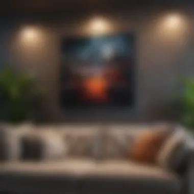 Artistic Wall Arrangement Stylish wall art arrangement above a modern sofa