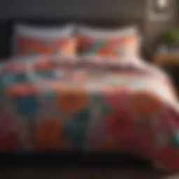 Vibrant bedding set displayed on a neatly made bed