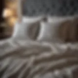 Luxurious bedding set displayed on a neatly made bed