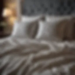 Luxurious bedding set displayed on a neatly made bed