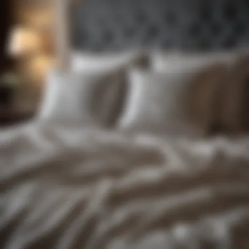 Luxurious bedding set displayed on a neatly made bed