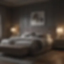 Luxurious bedroom set displayed in a modern setting