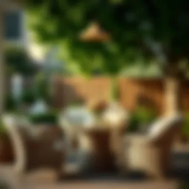 Ensuring Longevity of Wicker Sets Maintenance tips for wicker furniture in a serene outdoor setting