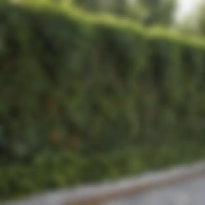 A decorative yard wall featuring climbing plants, contributing to the garden's charm